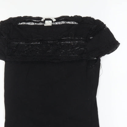 Preloved H&M Womens Black   Basic T-Shirt Size XS - Detail