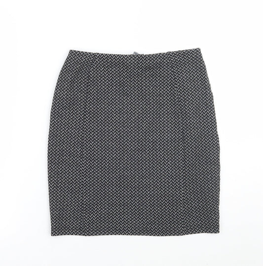 Papaya Womens Black Geometric  A-Line Skirt Size 8