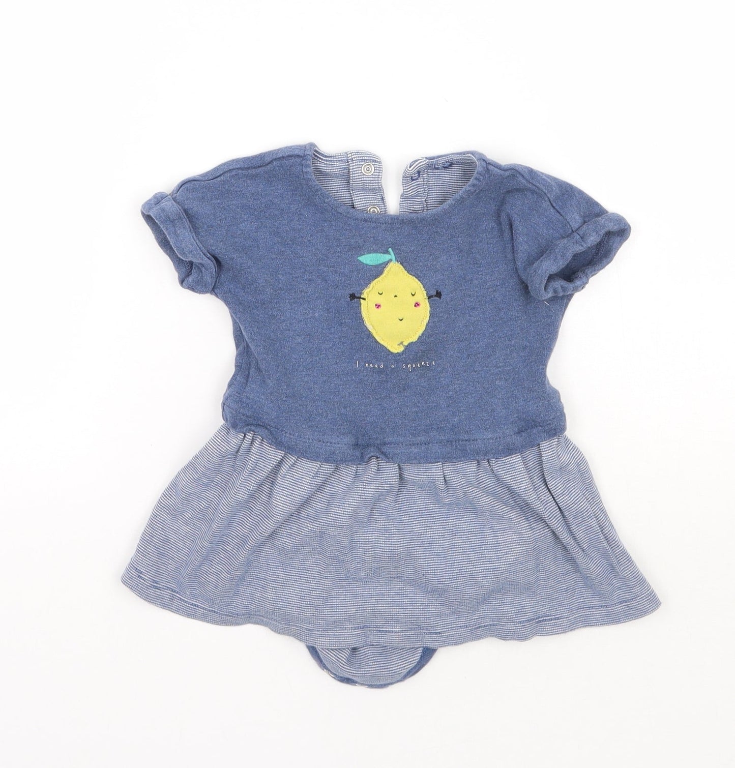 Mothercare Girls Blue Check  Babygrow One-Piece Size 6-9 Months