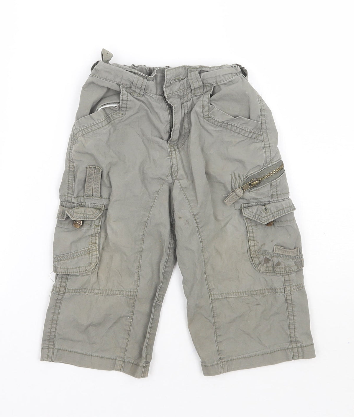 Additional front view of Pumpkin Patch boys’ green cargo trousers, size 12-18, months