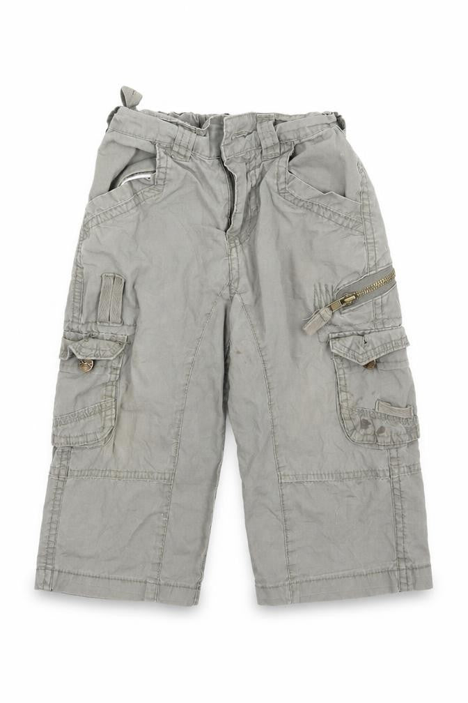 Front view of Pumpkin Patch boys’ green cargo trousers, size 12-18, months