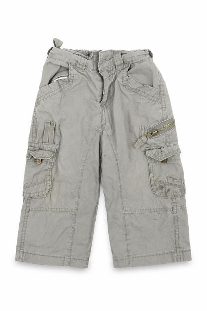 Front view of Pumpkin Patch boys’ green cargo trousers, size 12-18, months