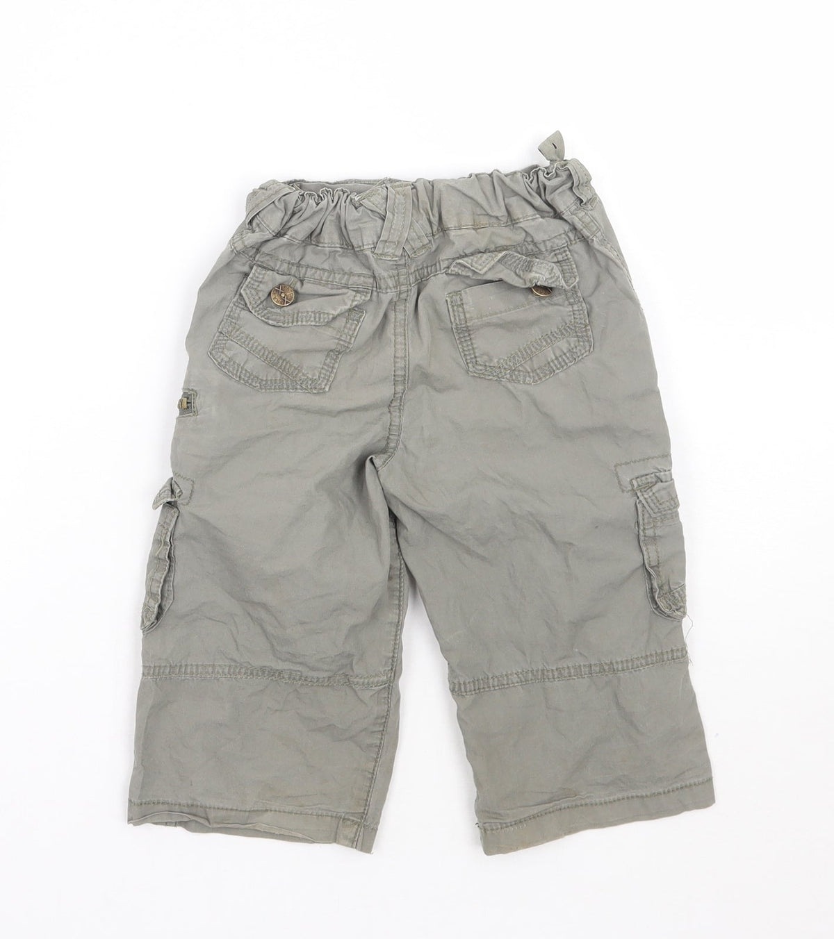 Back view of Pumpkin Patch boys’ green cargo trousers, size 12-18, months