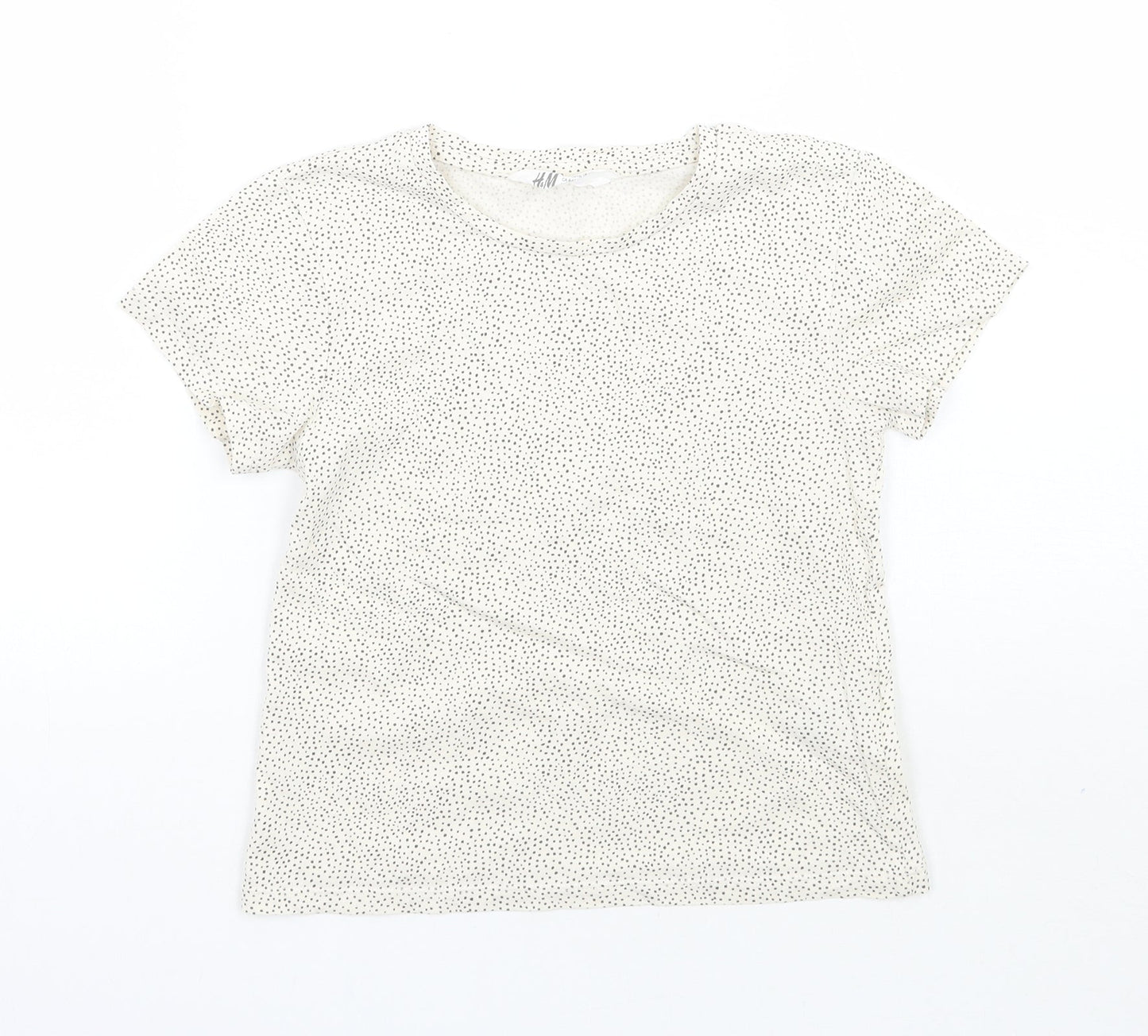 H&M Girls Beige Polka Dot  Basic T-Shirt Size 5 Years