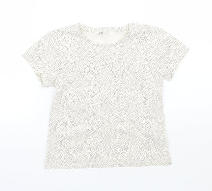 Additional front view of H&M girls’ beige polka dot basic t-shirt, size 5, years