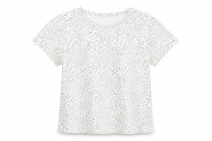 Front view of H&M girls’ beige polka dot basic t-shirt, size 5, years