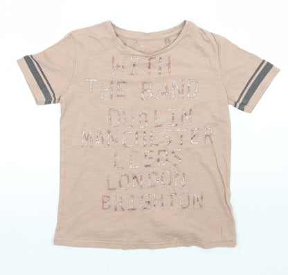 Additional front view of Next girls’ brown basic t-shirt, size 8, years
