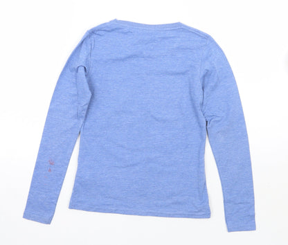 Back view of leister city girls’ blue basic t-shirt, size 5-6, years
