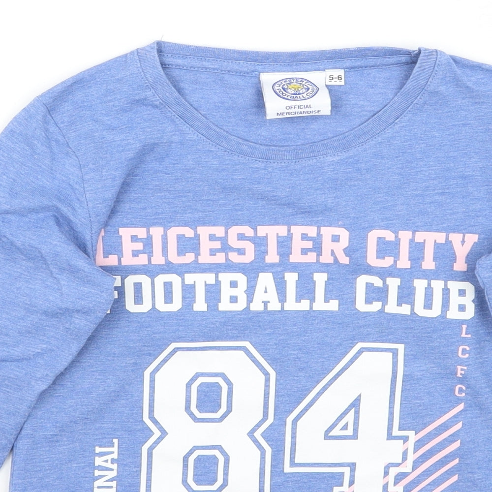 leister city Girls Blue   Basic T-Shirt Size 5-6 Years