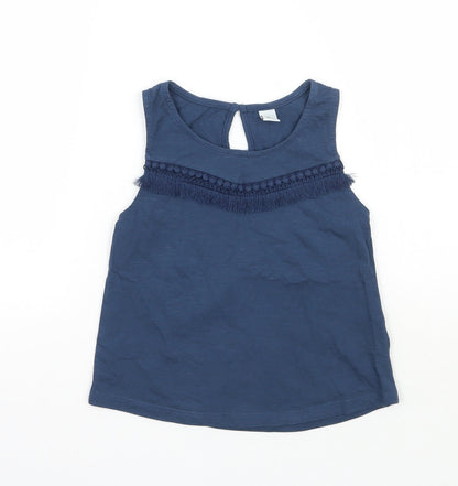Additional front view of Tu girls’ blue striped basic tank, size 8, years