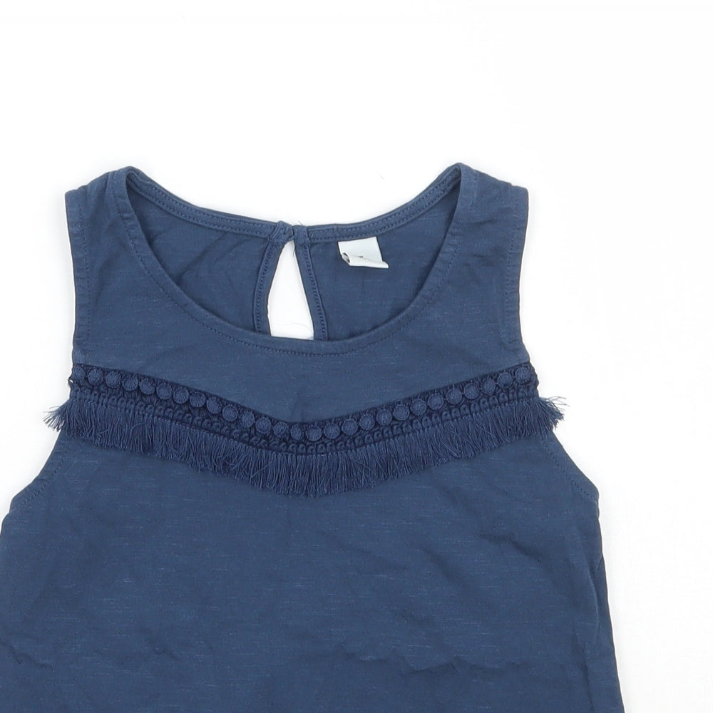 TU Girls Blue Striped  Basic Tank Size 8 Years