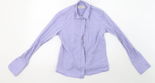 Savile Row Womens Purple Polka Dot  Basic Button-Up Size 10