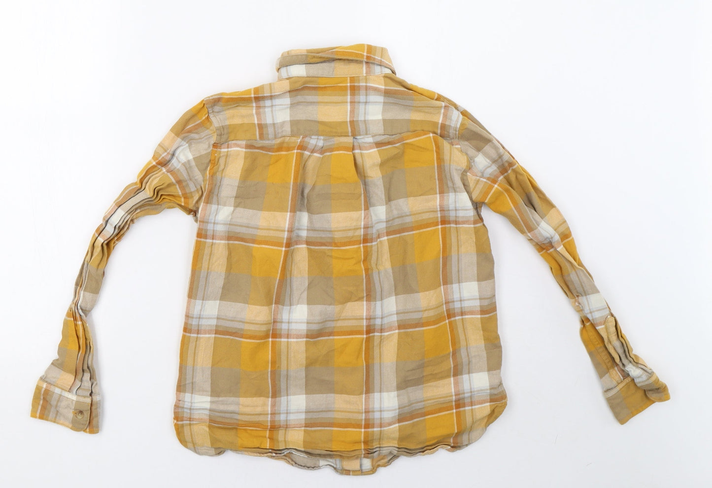 Preworn Womens Yellow Check  Basic Button-Up Size 2XS