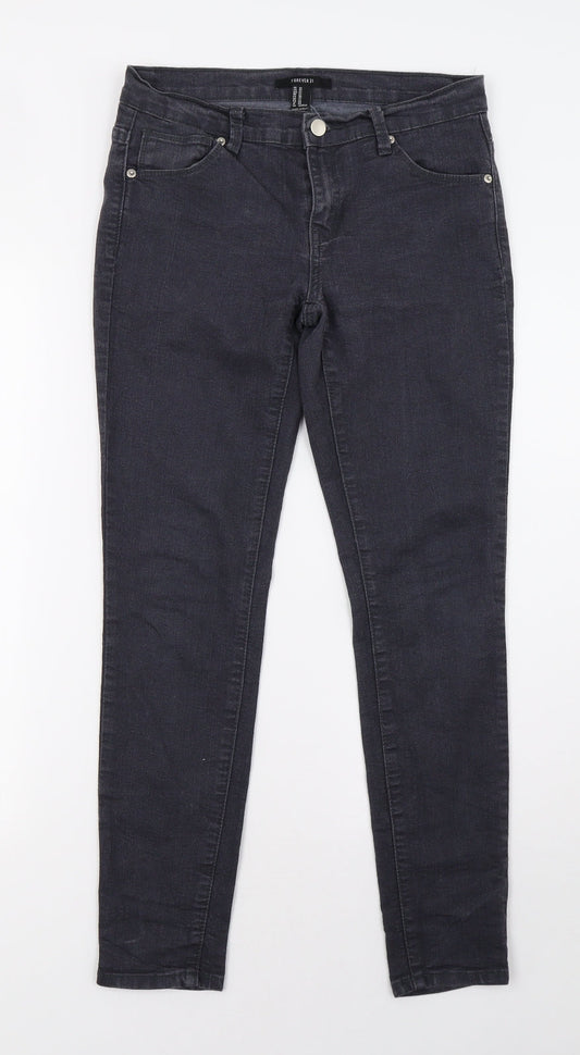 FOREVER 21 Womens Grey  Denim Straight Jeans Size 8 L28 in