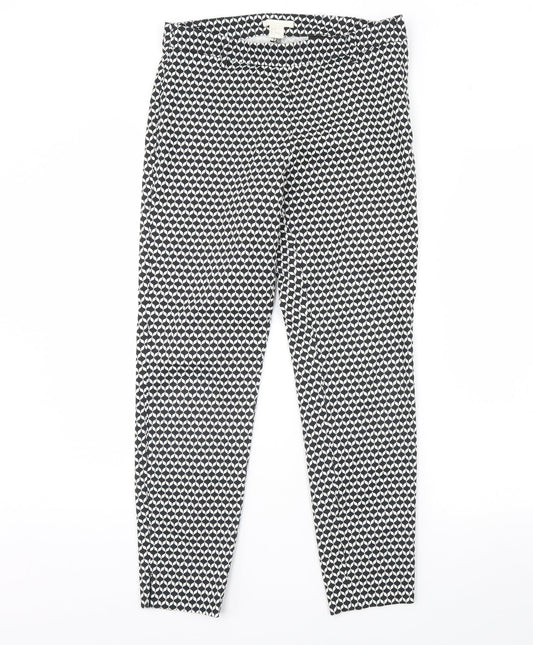 H&M Womens Black Geometric  Trousers  Size 10 L30 in