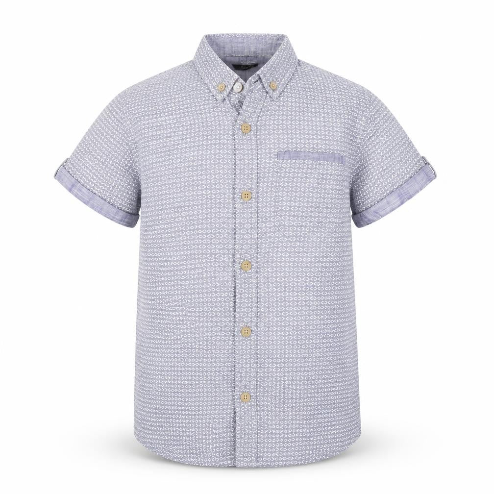 George Boys Blue Geometric  Basic Button-Up Size 6 Years