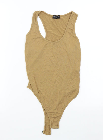 PRETTYLITTLETHING Womens Brown   Bodysuit One-Piece Size 10