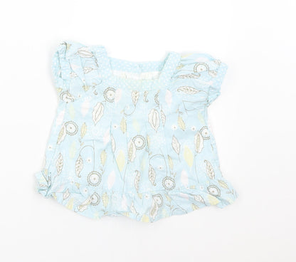 Additional front view of Matalan girls’ blue floral basic blouse, size 3-6, months