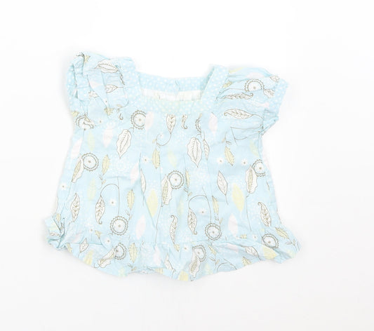 Matalan Girls Blue Floral  Basic Blouse Size 3-6 Months