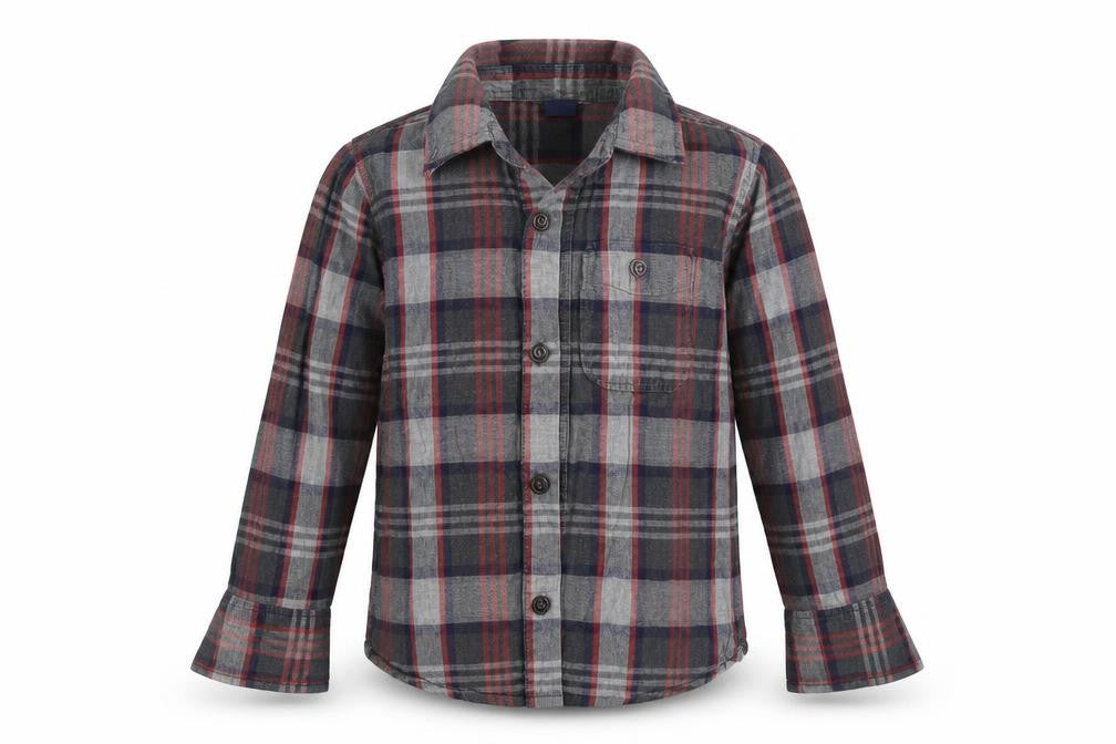 Baby Gap Boys Grey Check  Basic Button-Up Size 3 Years