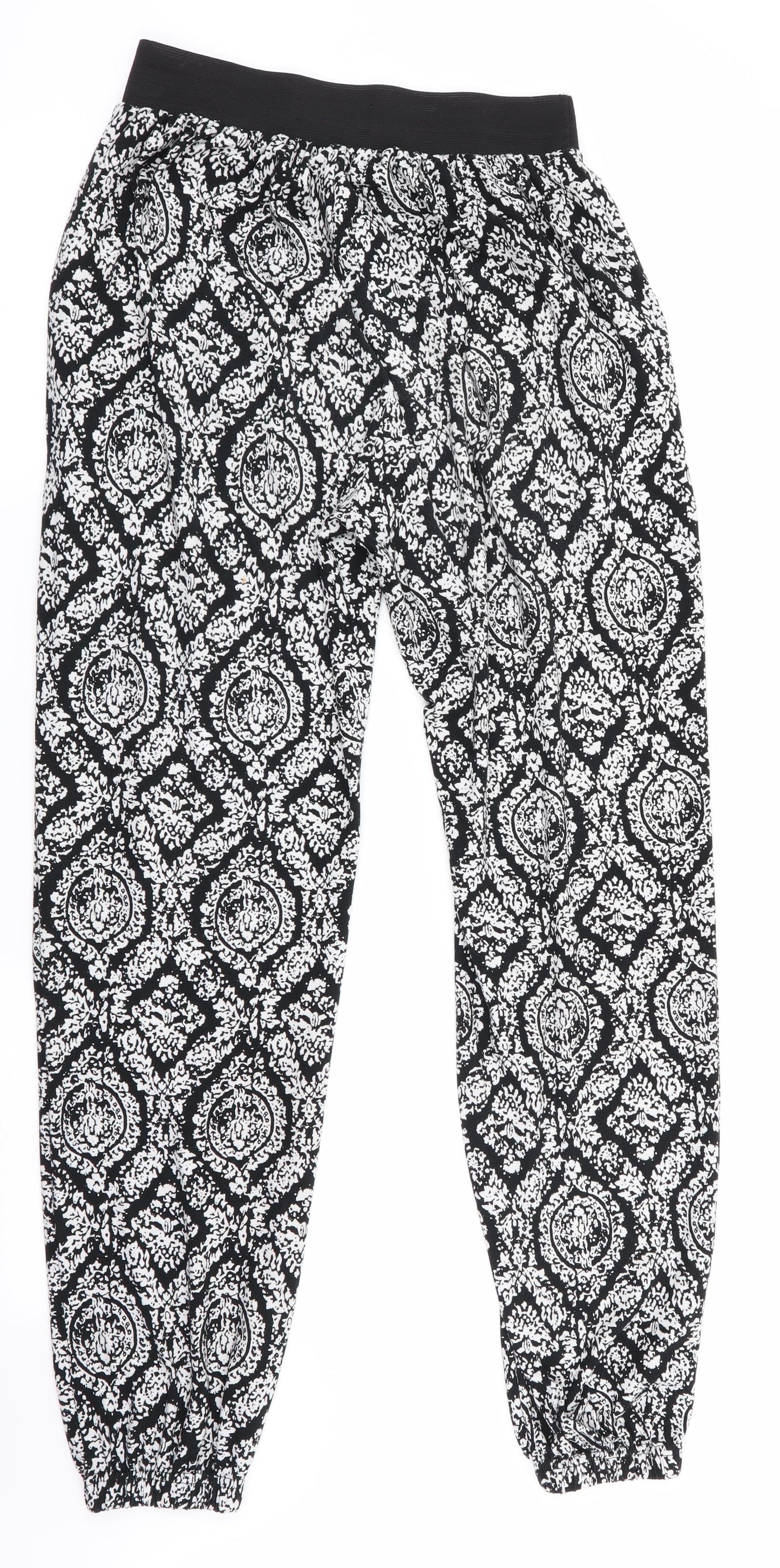 Mizami Womens Black Floral  Jogger Trousers Size S L29 in