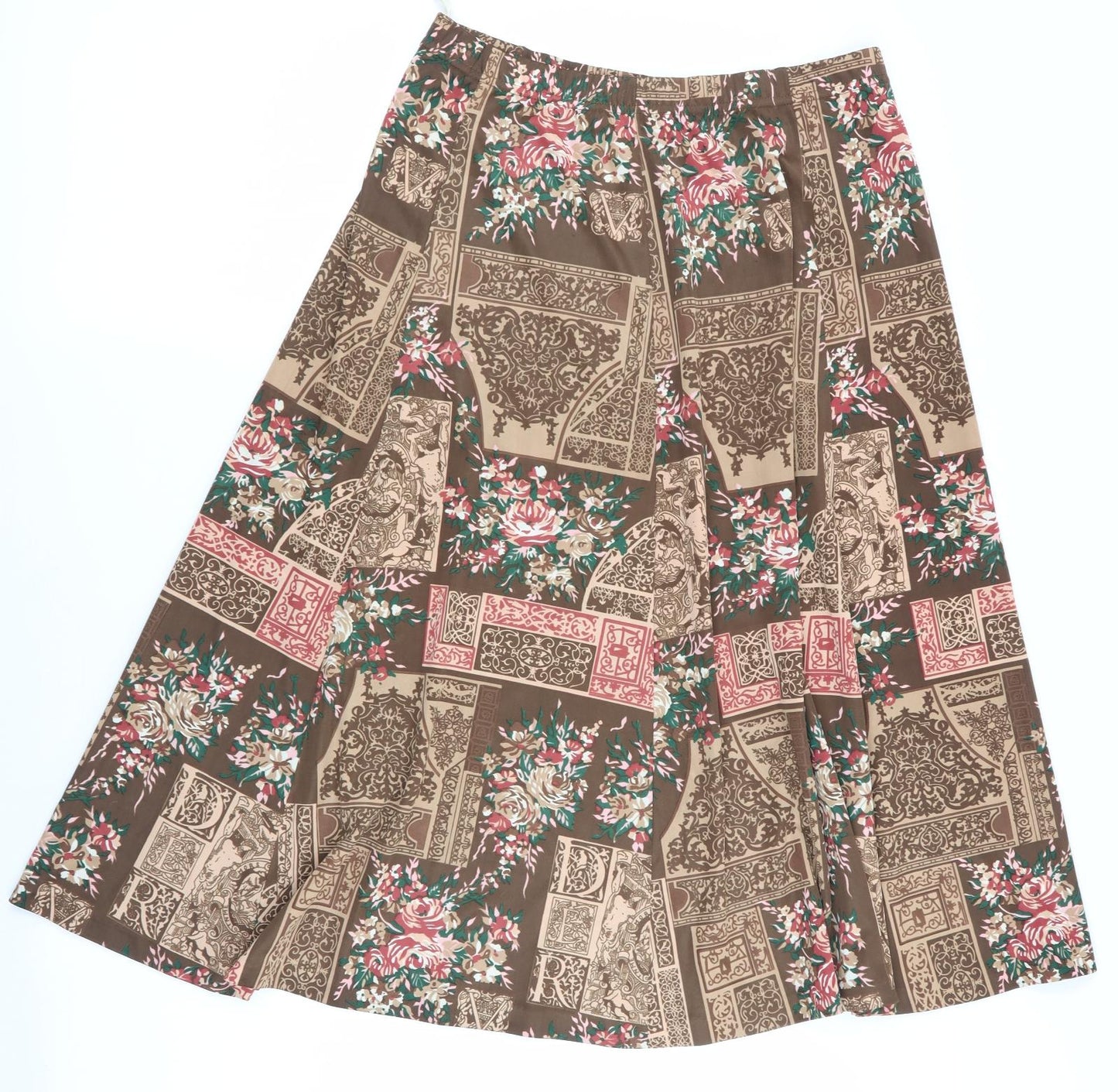 JEFFREY OHRENSTEIN Womens Brown Floral  Flare Skirt Size 16