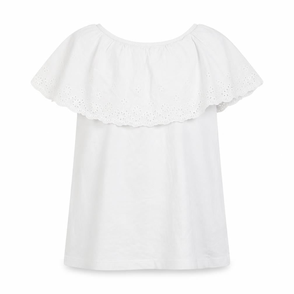 Little Dickins and Jones Girls White Floral  Basic T-Shirt Size 7-8 Years