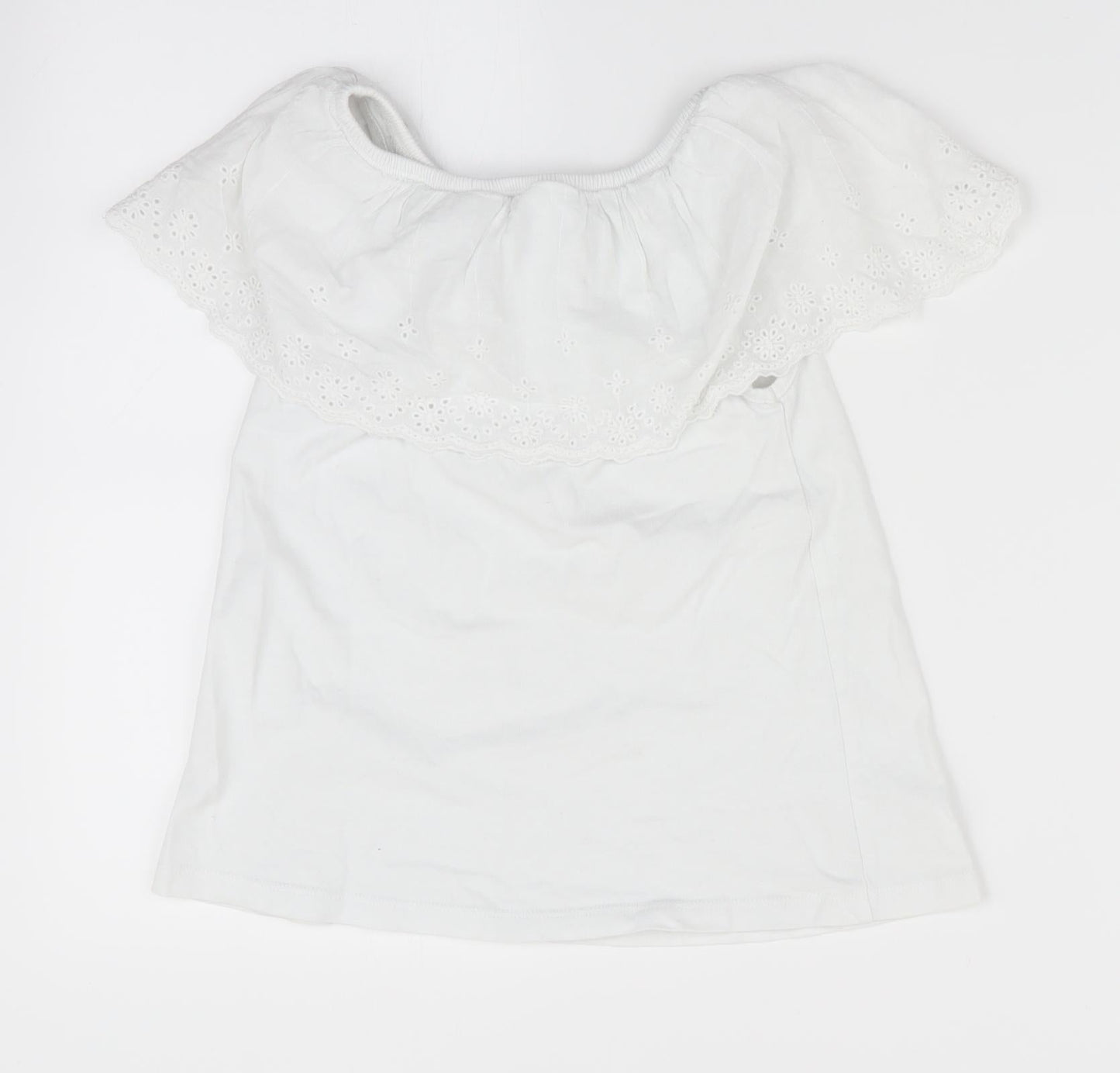 Little Dickins and Jones Girls White Floral  Basic T-Shirt Size 7-8 Years