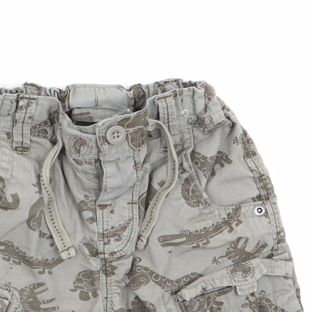NEXT Boys Green Animal Print  Cargo Trousers Size 9-12 Months  - alagator