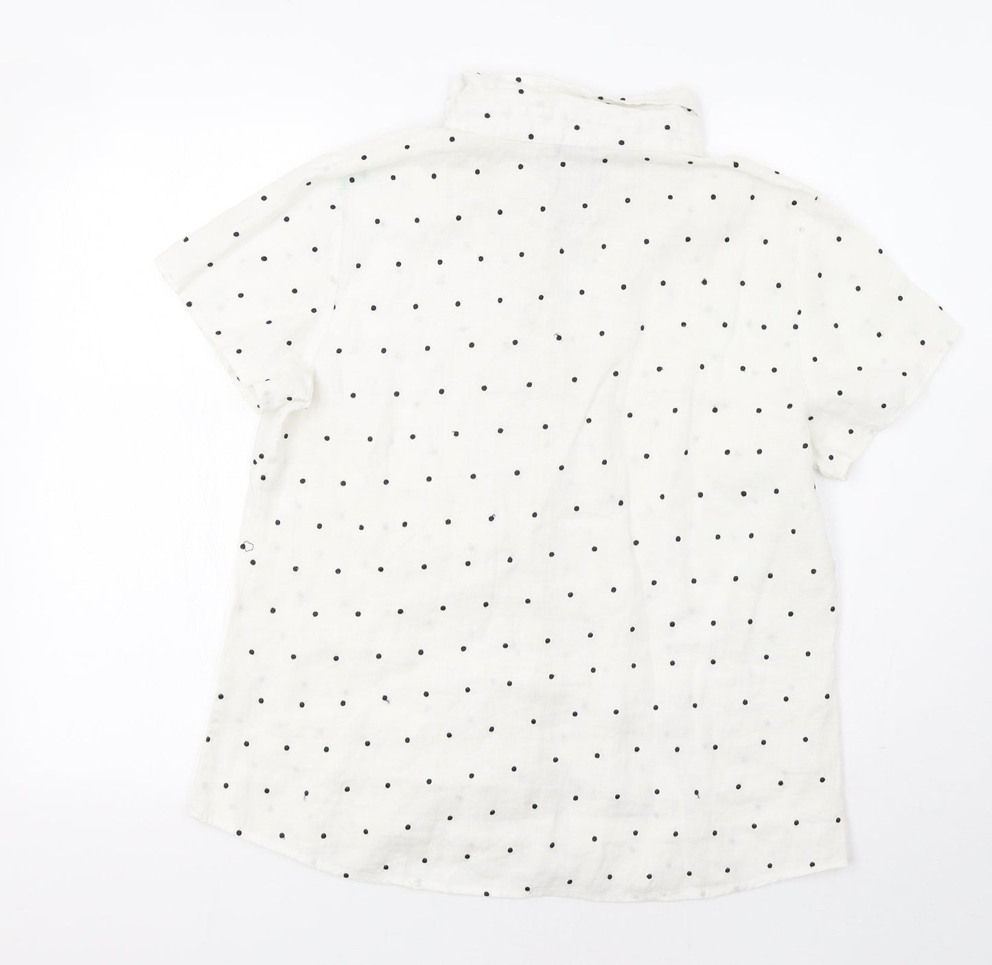 Edward Womens White Polka Dot  Basic Button-Up Size L