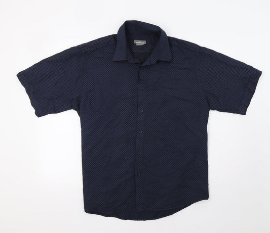 Giorgio Mens Blue Geometric   Button-Up Size L