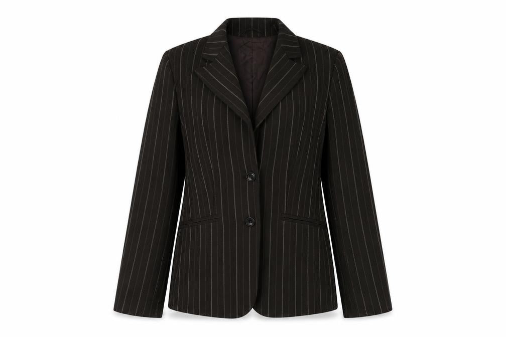 James Lakeland Womens Brown Striped  Jacket Blazer Size M