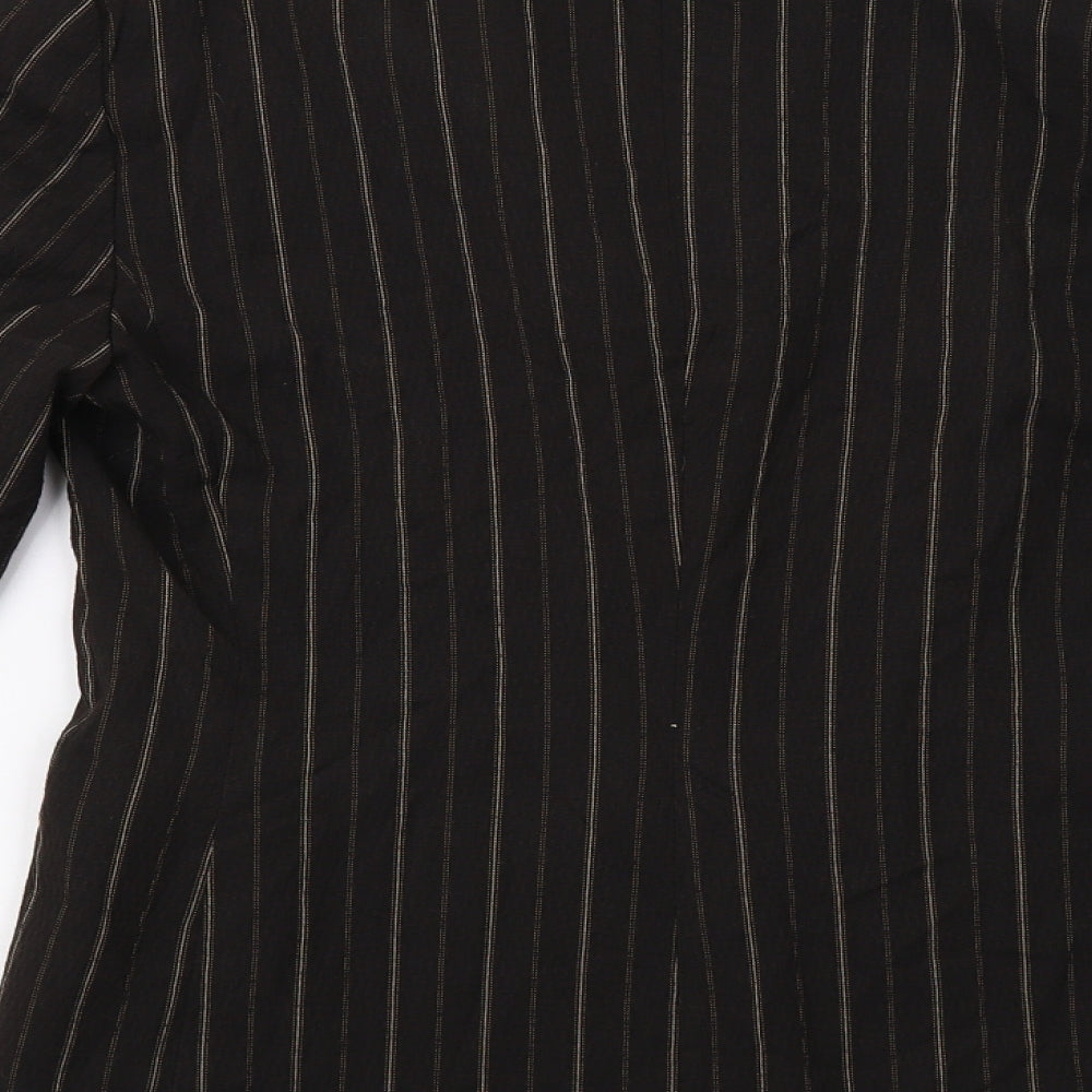 James Lakeland Womens Brown Striped  Jacket Blazer Size M