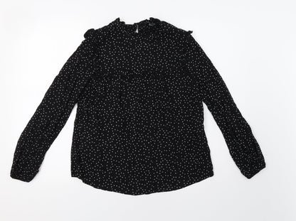 New Look Womens Black Polka Dot  Basic Blouse Size 8