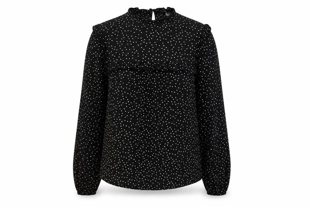 New Lok Womens Black Polka Dot  Basic Blouse Size 8