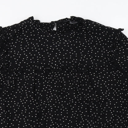 New Look Womens Black Polka Dot  Basic Blouse Size 8