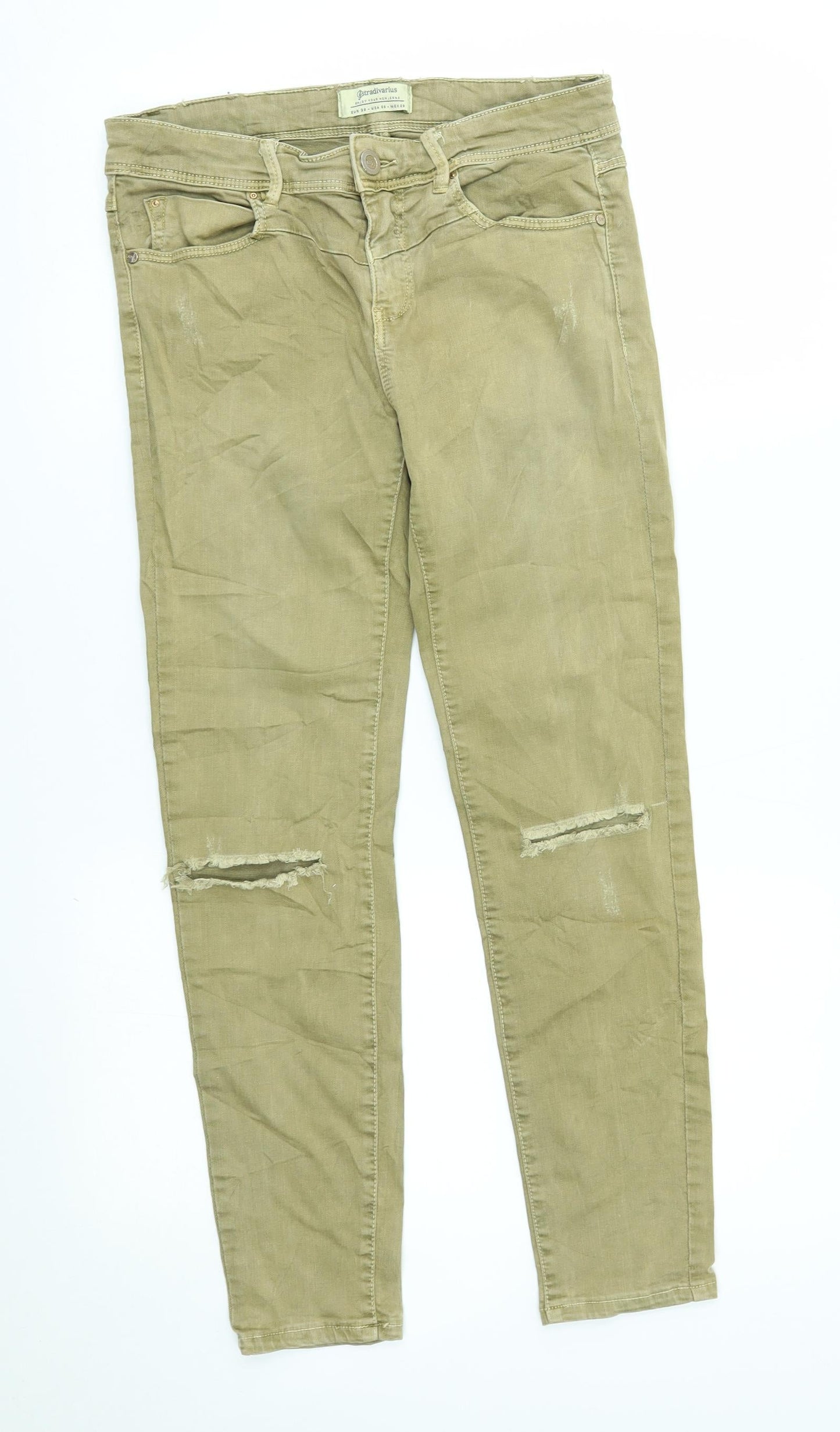Stradivarius Womens Beige   Straight Jeans Size 10 L25 in