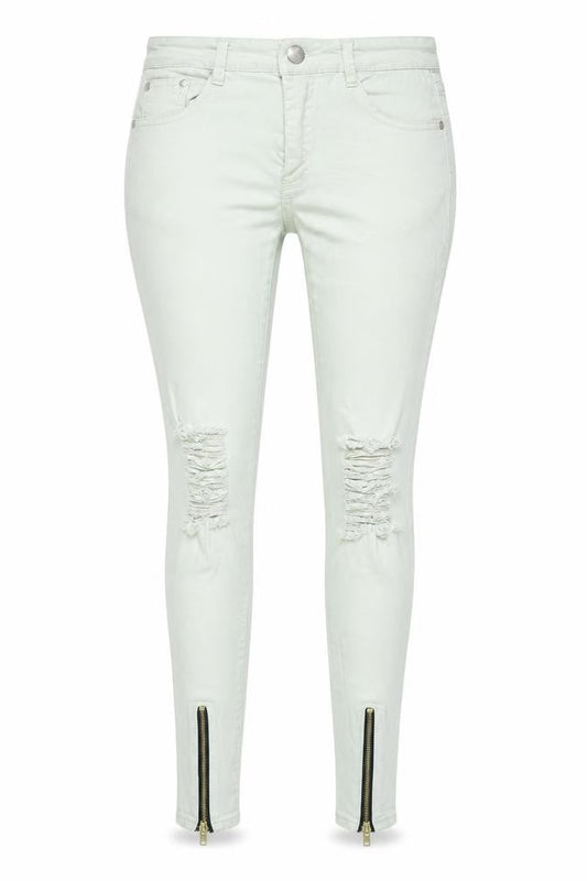 Womens White   Skinny Jeans Size 30 L28 in - zip details