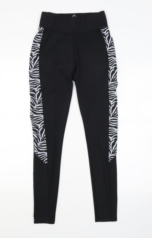 New Look Womens Black Animal Print  Compression Leggings Size S L26 in
