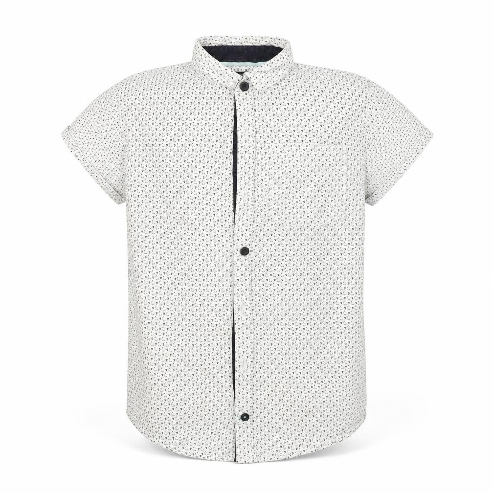 River Island Boys White Geometric  Basic Button-Up Size 12 Years