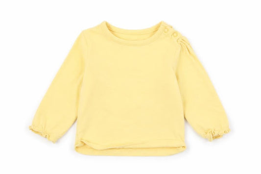 Front view of Disney Baby Baby Yellow Basic T-Shirt, size 6-9, Months
