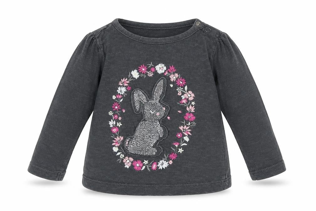F&F Baby Grey Floral  Basic T-Shirt Size 6-9 Months