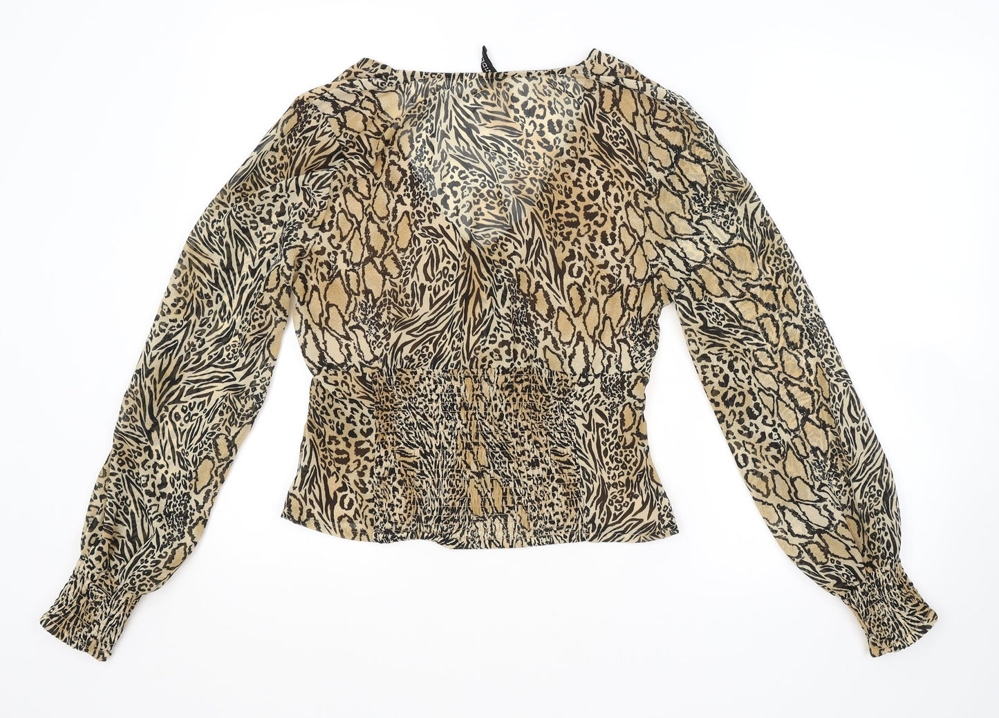 H&M Womens Brown Animal Print  Basic Button-Up Size 10