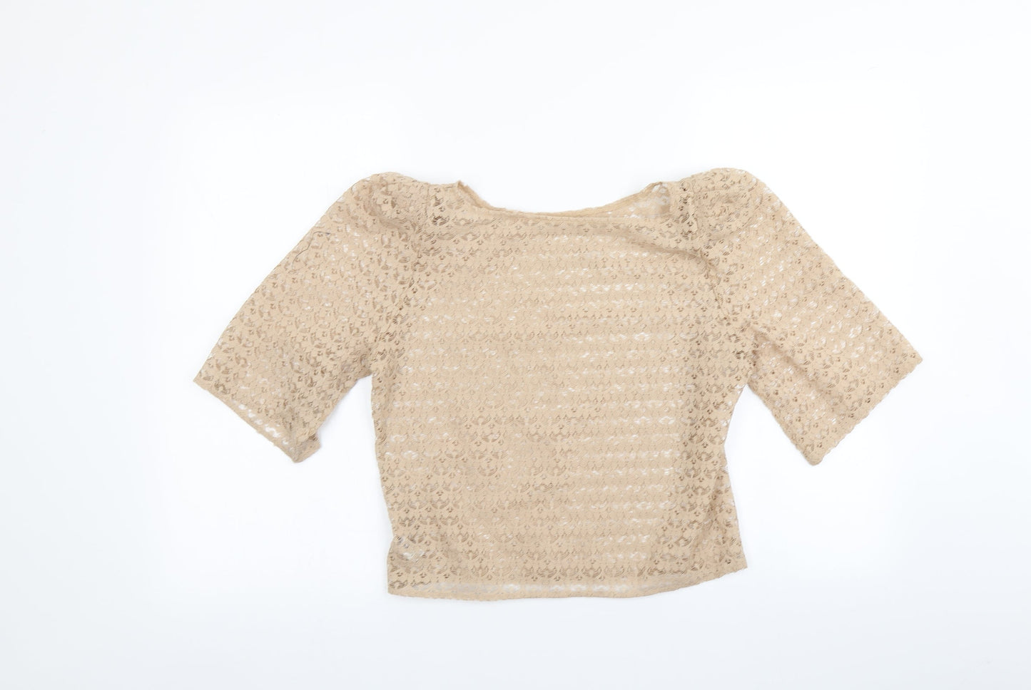 American Apparel Womens Beige   Basic T-Shirt Size S  - Open knit
