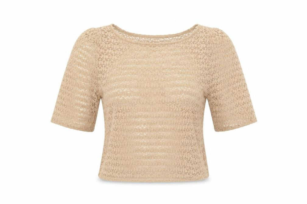 American Apparel Womens Beige   Basic T-Shirt Size S  - Open knit