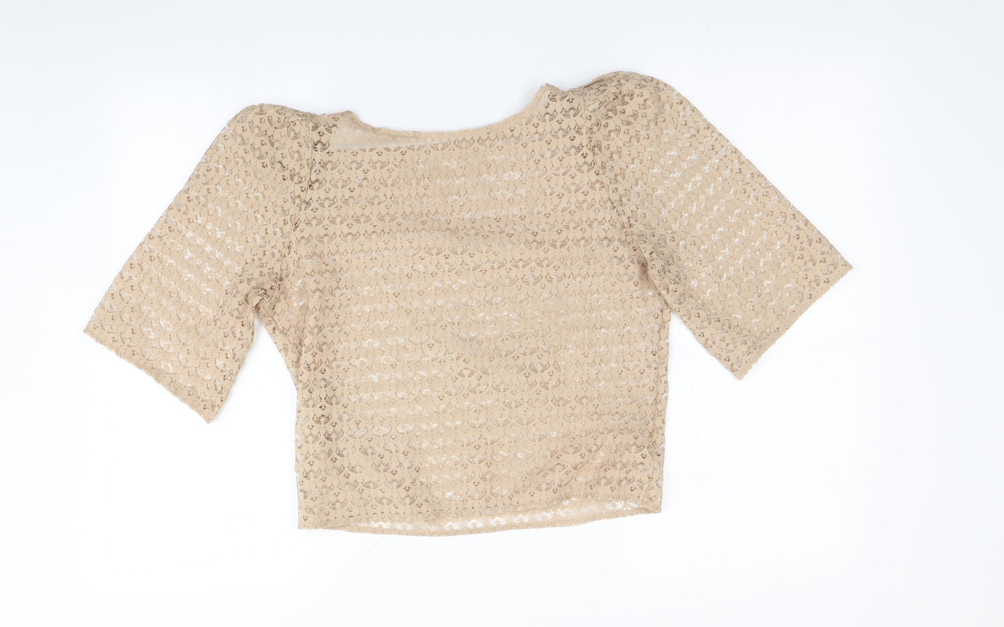 American Apparel Womens Beige   Basic T-Shirt Size S  - Open knit