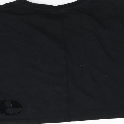 Brand and care label for Ellesse women’s black basic t-shirt, size XS