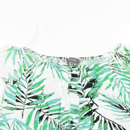 Preloved Primark Womens Green   Basic T-Shirt Size 6  - Leaf print - Detail