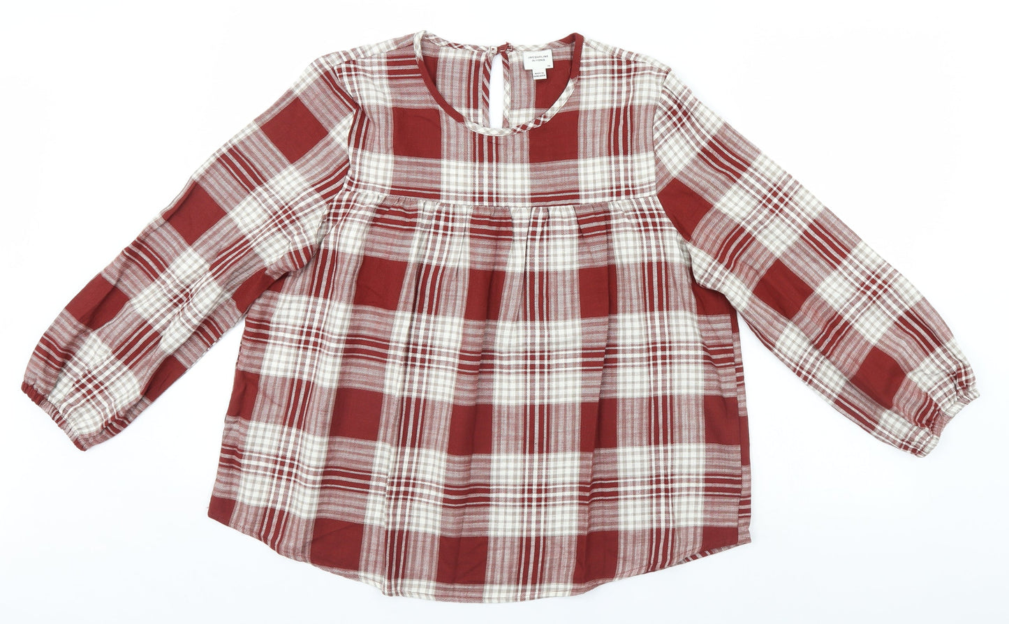 Preworn Womens Brown Plaid  Basic Blouse Size 8