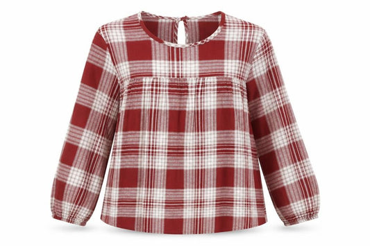 Preworn Womens Brown Plaid  Basic Blouse Size 8